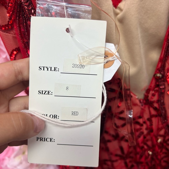 Amarra 20920 Red Size 8 Beaded Sleeveless V Neck Long Dress - Picture 7 of 7